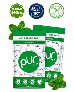 PUR Gum / Aspartame Free Chewing Gum / 100% Xylitol / Sugar Free, Vegan, Gluten Free & Keto Friendly / Natural Spearmint Flavored Gum, 55 Pieces (Pack of 2)