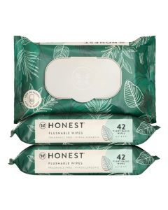 The Honest Company Flushable Wipes for Sensitive Skin FragranceFree Hypoallergenic pHBalanced Feminine Wipes 99 Water SafetoFlush Wipes Tropical Leaves 126 Count