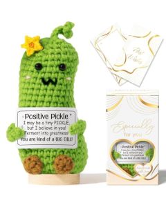 Emotional Support Crochet Positive Pickle Inspirational Cheer Up Gifts for Women Handmade Positive Pickle Gift Thank You Birthday Mothers Day Teacher Appreciation Gifts for Coworker Nurse Mom Friends