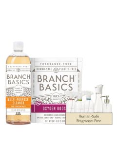 Branch Basics Premium Starter Kit in Glass All Purpose Cleaner Glass Cleaner Bathroom Cleaner Wash Bottle and Laundry Bottle 3 Glass Spray Bottles Concentrate FragranceFree