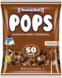 Tootsie Pops Chocolate Flavored Lollipops - 50 Count Bag with Chewy Tootsie Roll Center