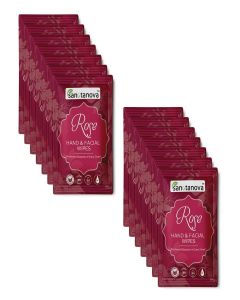 SANCTANOVA Rose Refreshing Wet Wipes for Face & Hand - Individually Wrapped / Soft Facial Wipes for Men & Women / Wet Wipes for Face Cleaning & Daily Use / Wipes (50 Count)