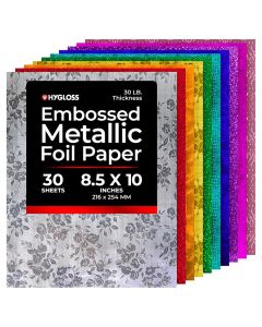 Hygloss Embossed Metallic Foil Paper 30 Sheets Embossed Metallic Foil Paper 85x10 Inches Ideal Foil Papers for Crafts Shiny Craft Paper Sheets
