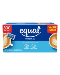 EQUAL 0 Calorie Sweetener Aspartame and AcesulfameK Sweetener Packets Zero Calorie Sugar Alternative Erythritol Free 800 Ct Pack of 1