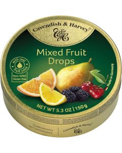 Cavendish & Harvey Mixed Fruit Drops Candy Tin - 5.3 Ounce