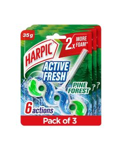 Harpic Active Fresh Toilet Rim Block, Pine Forest Scent, 35g x 3