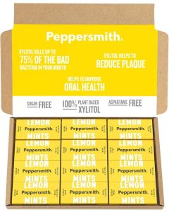 Peppersmith 100% Xylitol Mints with Sicilian Lemon and Fine English Peppermint - Pack of 12 (Total 300 Mints)