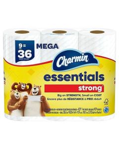 Charmin Essentials Strong Toilet Paper 9 Mega Rolls 36 Regular Rolls
