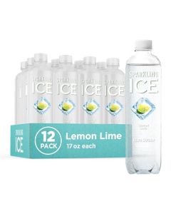 Sparkling Ice Lemon Lime Sparkling Water Zero Sugar Flavored Water with Vitamins and Antioxidants Low Calorie Beverage 17 Fl Oz Pack of 12