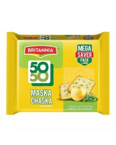 Britannia 50 50 Maska Chaska Crackers Tossed With Butter And Topped With Chives- 10X62gms