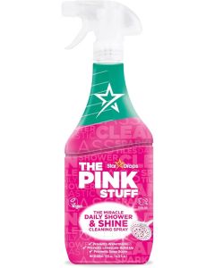 The Pink Stuff Miracle Daily Shower & Shine Spray Bathroom Cleaner for Glass Tile Mirrors & Chrome Prevents Soap Scum & Watermarks 850ml