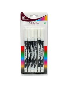 Blossom Edible Pen for Cake Including Fondant Cookies Marshmallows Pastries Donuts Decorating Writing Food Colouring Pack of 6 Black