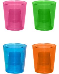 Party Essentials Hard Plastic 4-Ounce Bomber Cups, Assorted Neon, 12-Count