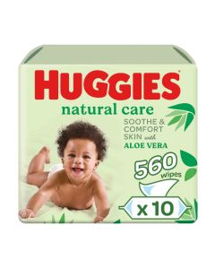 Huggies Natural Baby Wipes, Aloe Vera Wipes, 10 Pack x 56 Wipes (560 Wipes)