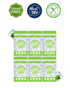 PUR Gum / Aspartame Free Chewing Gum / 100% Xylitol / Sugar Free, Vegan, Gluten Free & Keto Friendly / Natural Coolmint Flavored Gum, 55 Pieces (Pack of 6)