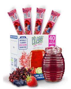 Klass Aguas Frescas Hibiscus Berries, 10 On-The-Go Packets (Pack of 4)
