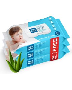 Mee Mee Baby Gentle Wet Wipes with Aloe Vera extracts and Fliptop Lid /72 pcs/ Pack of 3