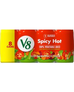 V8 Spicy Hot 100% Vegetable Juice, 5.5 fl oz Can (8 Pack)