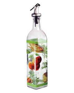 Grant Howard Hand Painted Square Cruet with Pourer Veggies 16 oz Multicolor