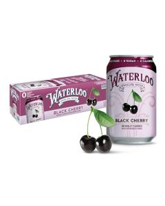 Waterloo Sparkling Water Black Cherry Naturally Flavored 12 Fl Oz Cans Pack of 12 Zero Calories and Zero Sugar or Sweeteners