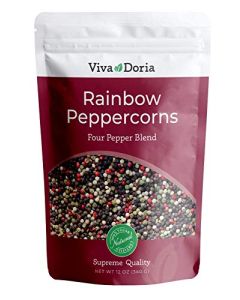 Viva Doria Rainbow Peppercorns Blend Steam Sterilized Whole Black Pepper Whole Green Pepper Whole Pink Pepper Whole White Pepper 12 Oz For Grinder Refills