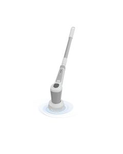 5-in-1 Electric Spin Scrubber / Waterproof With Adjustable Extention Arm/ Rechargable Battery With 60 Min Working Time / Electric Spray Mop With 5 Replacable Brush Heads For Walls, Floor, Kitchen, Tile and Bathroom, Car Washing and Windows / White