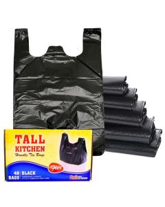 HANDLE TIE FLEX BLACK TALL KITCHEN TRASH BAGS 13 GALLON 48 CT