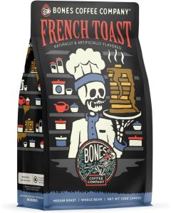 Bones Coffee Company French Toast - Sweet and Buttery Flavored Medium Roast Whole Bean Coffee, 12 Oz
