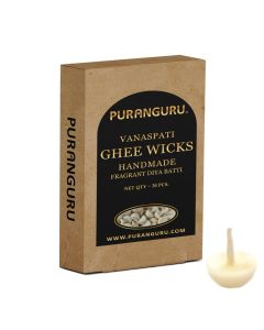PuranGuru Vanaspati Ghee Wicks 30 Per Box Upto 30 Mins Fragrant Ghee Wicks for Pooja Handmade Cotton Dipped Ghee Diya Wicks Ghee Lamp Wicks Jyot Batti Home Puja Aarti Jyoti Puja Samagri