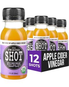 The Twisted Shot Organic Apple Cider Vinegar Wellness Shots - 12 Pack with Ginger, Turmeric, Honey, Cinnamon & Cayenne for Digestion and Immunity Support