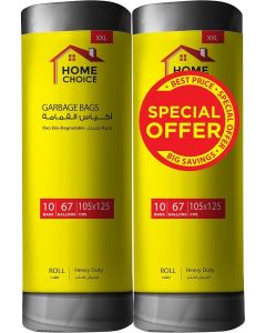 67 Gallons, Pack of 20-Pieces, Size 105*125 cm (10 Trash Bags X 2 Rolls), Heavy Duty Bio-degradable Garbage Bags Rolls, Bin Liners