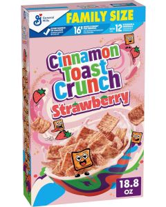 Cinnamon Toast Crunch Strawberry Breakfast Cereal, Family Size, 18.8 oz