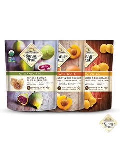 Sunny Fruit Organic Dried Fruit Assortment Dates Figs Apricots Variety 3 Bags 15 Individual Portion Packs No Preservatives No Sugar Added ORGANIC NONGMO VEGAN HALAL KOSHER