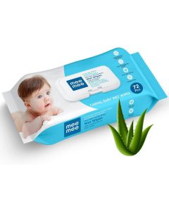 Mee Mee Caring Baby Wet Wipes with Lid (Aloe Vera, 72 Wipes)
