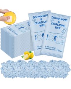 Tondiamo 300 Pcs Travel Dish Soap Wipes Individually Wrapped Dish Cleaning Wipes Disposable Portable Cleaner with Lemon Scent for Camping Kitchen Outdoor Traveling Quick Clean