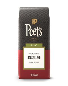 Peet's Coffee, Dark Roast Ground Coffee, Decaffeinated Arabica Coffee - Decaf House Blend 18 Ounce Bag