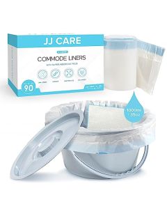 JJ CARE Bedside Commode Liners with Absorbent Pads Pack of 90 Commode Poop Bags Liners 16x21 Adults Portable Bed Pan Toilet Chair Disposable Toilet Bags for Bedside