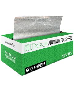 500 Count PreCut Deli Aluminum Foil Sheets 12 Heavy Duty Pop Up Sheets for Restaurant Disposable Foil Sheets for Food Tin Sheets for Burrito Hot Dog or Sandwich Stock Your Home
