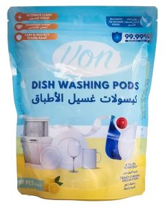 VON Dishwasher Detergent Pods 10-Pack / Lemon Fragrance / Deep Cleaning Formula / Spot-Free Shine / Grease & Stain Removal / Easy Mess-Free Dishwashing Tablets