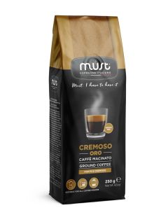 Cremoso Oro 100% Creamy Roasted Ground Coffee / Suitable for Moka, French Press and Americano / 4 Packs x 250g