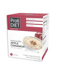 ProtiDIET High Protein Apple Cinnamon Oatmeal 15g Protein Sugar Free with Added Fiber Instant Oatmeal for a Healthy and Nutritious Breakfast Packed with Essential Nutrients 7 Packets Per Box