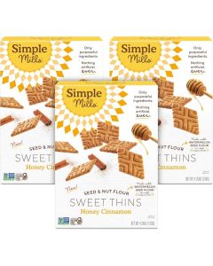 Simple Mills Honey Cinnamon Seed & Nut Flour Sweet Thins - Paleo Friendly Snack Cookies, 4.25 oz, 3 Count