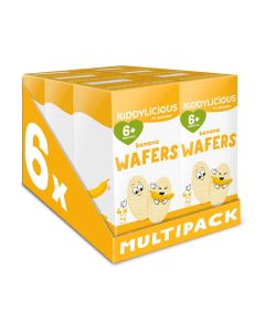 Kiddylicious Banana Wafers Baby Snack (Pack of 6 x 16g) / Gluten & Dairy Free Finger Food for Babies 6+ Months / Light, Crispy & Dissolvable Weaning Snack / No Artificial Colours or Preservatives