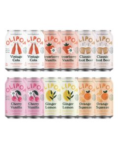OLIPOP The Sampler 6Flavor Soda Variety Pack Healthy Soda Prebiotic Soft Drinks Supports Digestive Health Gut Health High Fiber Low Calorie Low Sugar 12 oz 12Pack