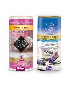 Antibacterial Carpet Fresh & Room Freshener Powder 500g x 2, Extra Strength Odor Eliminator with Silver Nano Technology (Cherry & Lavender)