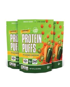 TWIN PEAKS INGREDIENTS Low Carb, Keto Friendly Protein Puffs, Jalapeno Cheddar 2 Servings, 3 Pack (60g, 42g Protein, 4g Carbs)