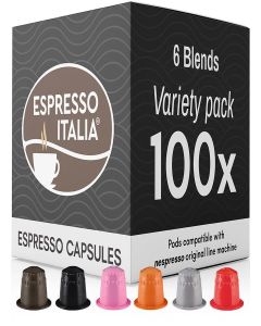 ESPRESSO ITALIA Capsules Compatible with Nespresso Machines, 100 Count - VARIETY PACK, Italian Coffee Pods Expresso