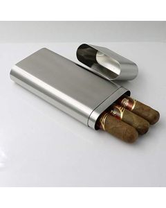 CNFLASK Stainless Steel 3Finger Cigar Case ThreeFingers Cigar Tube Pocket 3 Cigar Holder Brushed