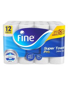 Super Towel Pro, Highly Absorbent, Sterilized 3 Ply 60 Sheets (Pack Of 12)