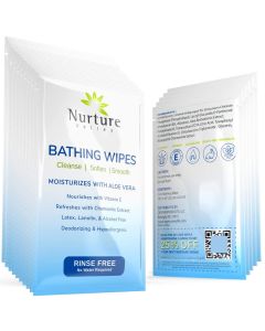 Nurture Rinse Free Bathing Wipes for Adults wAloe Waterless Cleansing for sensitive skin Disposable Adult Body Bath Wet Wipe for Disabled Bedridden Pack of 40 individually wrapped